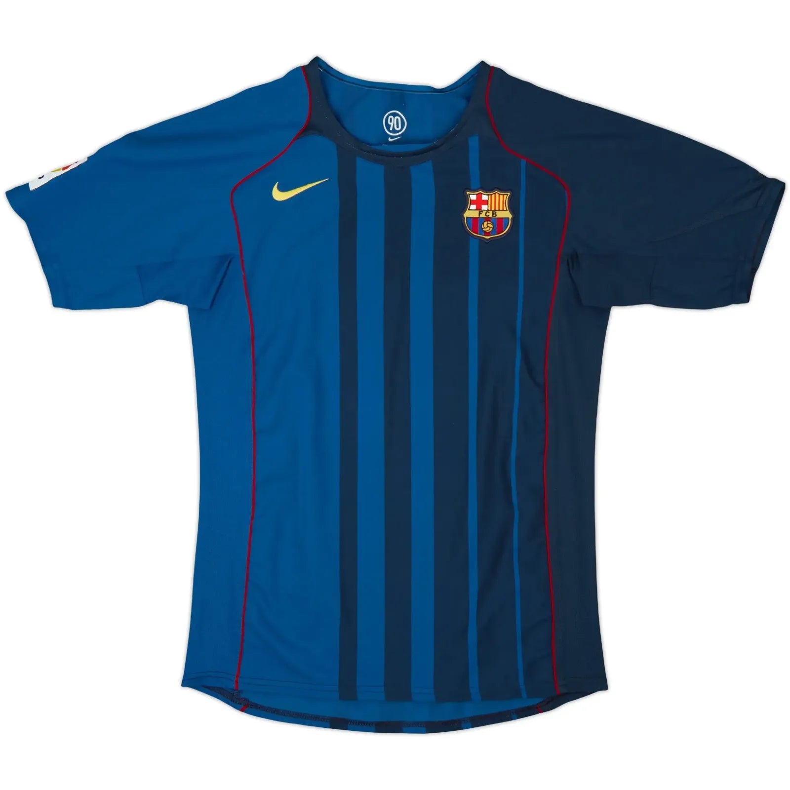 2004-05 barcelona away vintage shirt front view champagne beige design pre sponsor