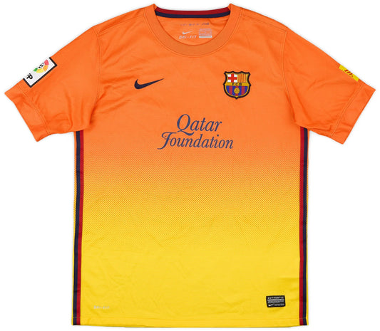 2012-13 barcelona away vintage shirt front view orange yellow gradient design