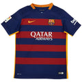 2015-16 barcelona home vintage shirt front view horizontal hoops qatar airways