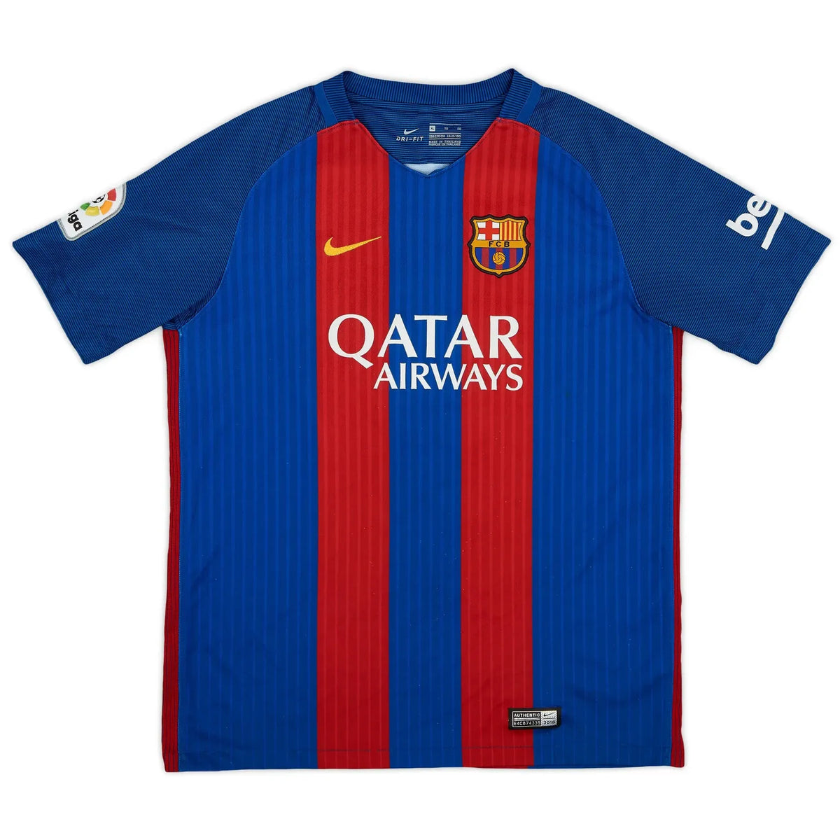 2016-17 barcelona home vintage shirt front view classic vertical stripes remontada