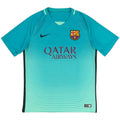 2016-17 barcelona third vintage shirt front view energy green gradient qatar airways