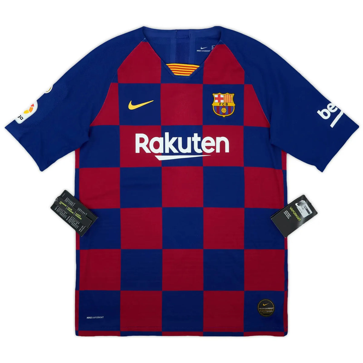 2019-20 barcelona home vintage shirt front view revolutionary checkerboard design
