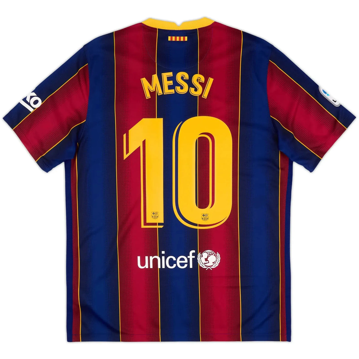 2020-21 barcelona classic football jersey back view messi number 10 print