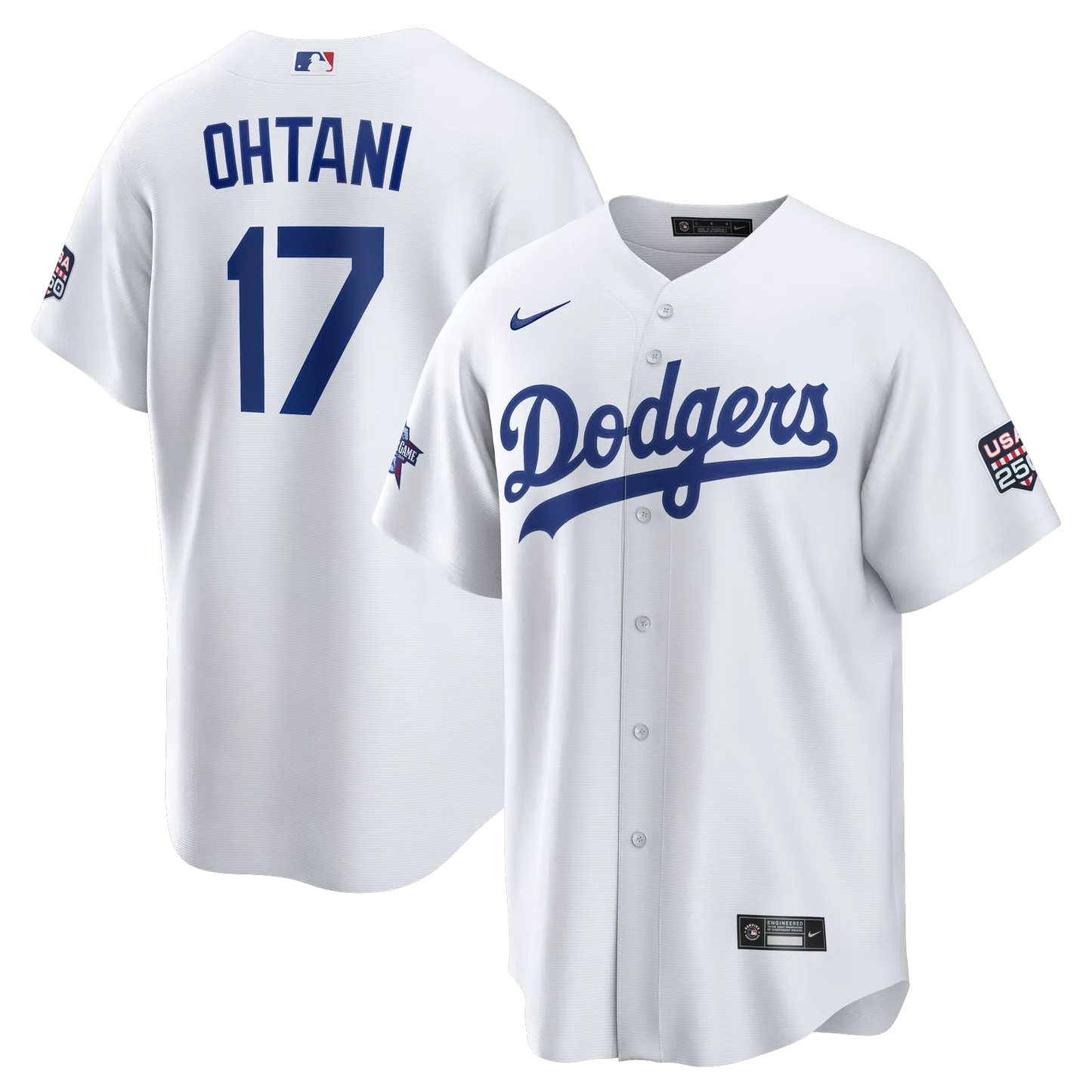 2026 all star game los angeles dodgers shohei ohtani white replica jersey front and back display
