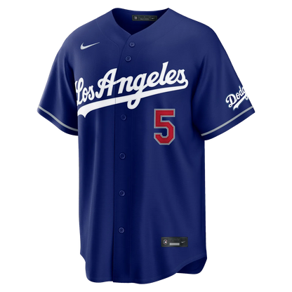 freddie freeman los angeles dodgers alternate royal blue stadium jersey front view los angeles script