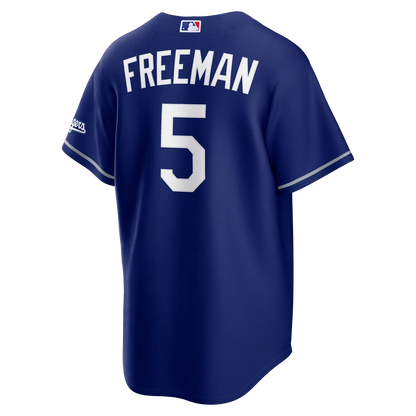 freddie freeman los angeles dodgers alternate royal blue stadium jersey back view freeman 5 print