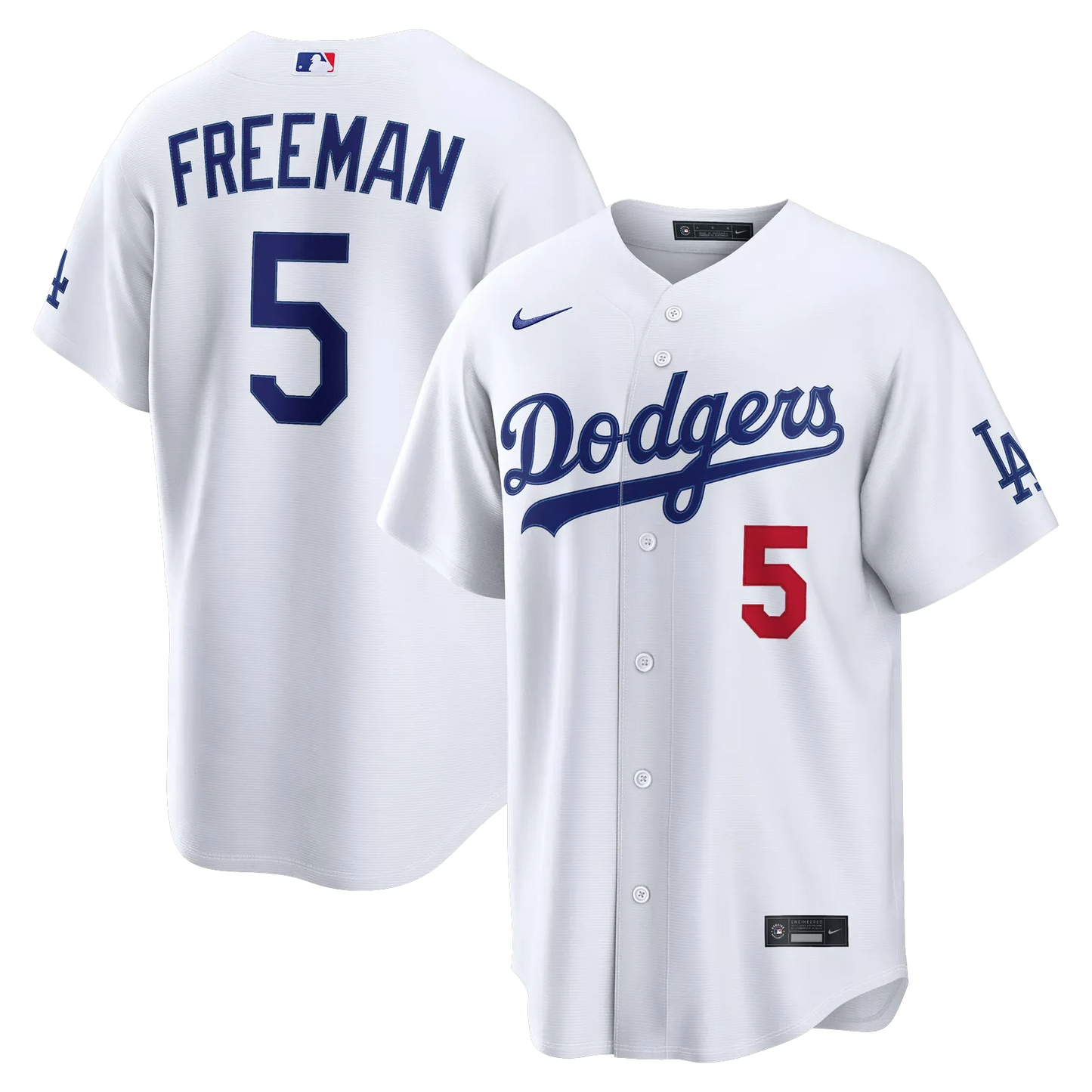 freddie freeman los angeles dodgers home white stadium jersey front and back display