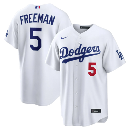 freddie freeman los angeles dodgers home white stadium jersey front and back display