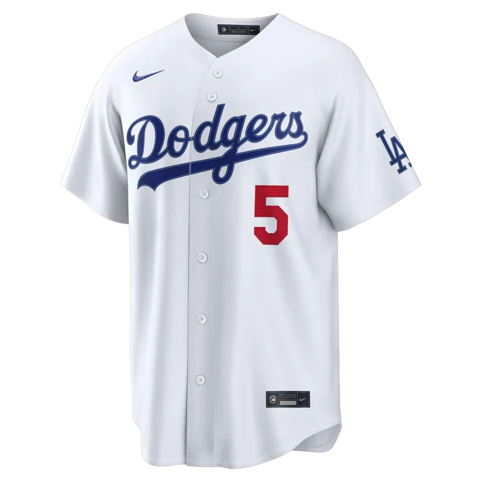 freddie freeman los angeles dodgers home white stadium jersey front view dodgers script red number