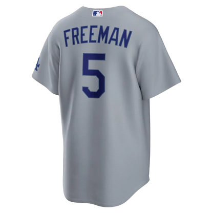 freddie freeman los angeles dodgers road gray stadium jersey back view freeman 5 print